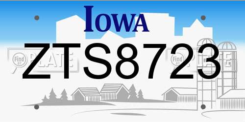 ZTS8723 Iowa License Plate
