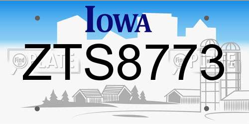 ZTS8773 Iowa License Plate