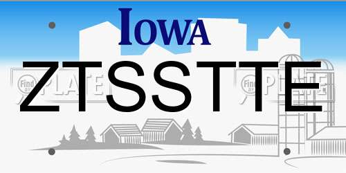 ZTSSTTE Iowa License Plate
