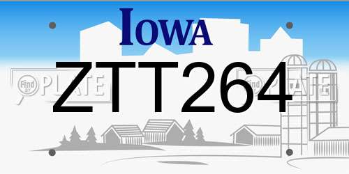 ZTT264 Iowa License Plate