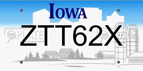ZTT62X Iowa License Plate