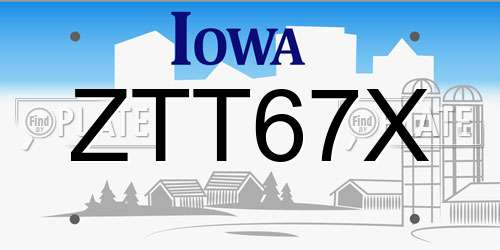 ZTT67X Iowa License Plate