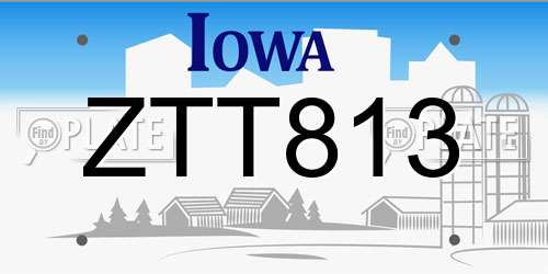 ZTT813 Iowa License Plate