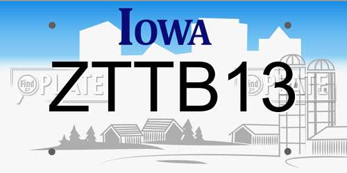 ZTTB13 Iowa License Plate