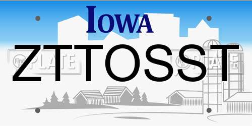 ZTTOSST Iowa License Plate