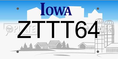 ZTTT64 Iowa License Plate
