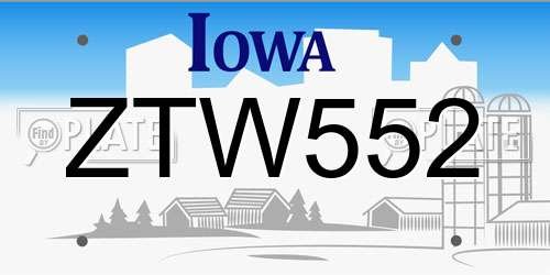 ZTW552 Iowa License Plate