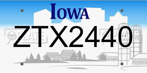 ZTX2440 Iowa License Plate