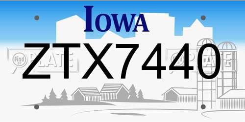 ZTX7440 Iowa License Plate