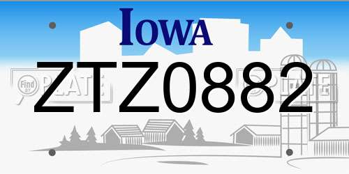 ZTZ0882 Iowa License Plate