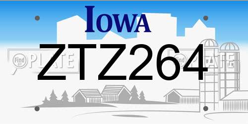 ZTZ264 Iowa License Plate
