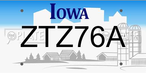 ZTZ76A Iowa License Plate
