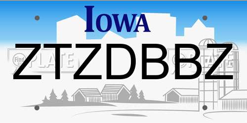 ZTZDBBZ Iowa License Plate
