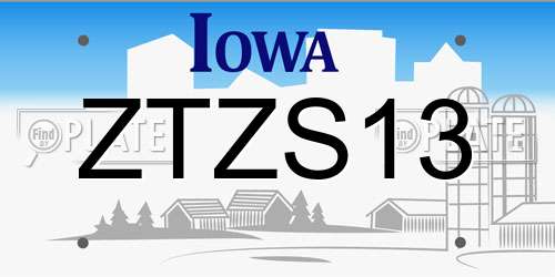 ZTZS13 Iowa License Plate