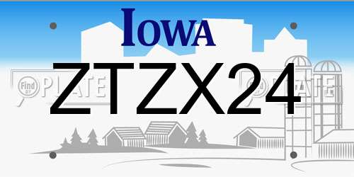 ZTZX24 Iowa License Plate