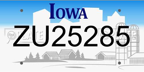 ZU25285 Iowa License Plate