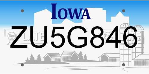 ZU5G846 Iowa License Plate