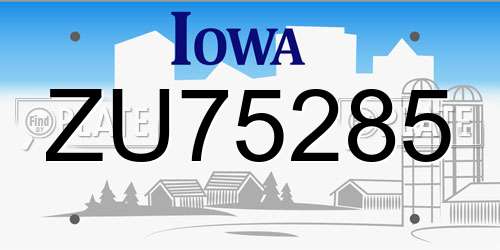 ZU75285 Iowa License Plate