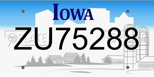 ZU75288 Iowa License Plate