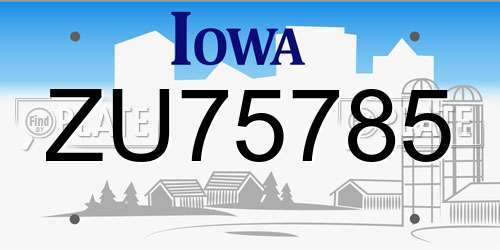 ZU75785 Iowa License Plate