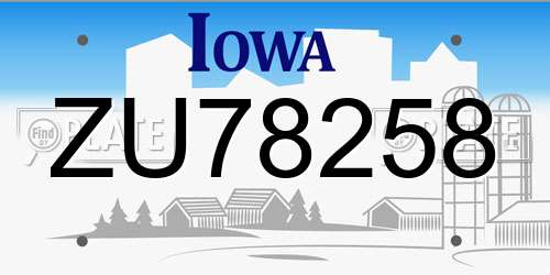 ZU78258 Iowa License Plate