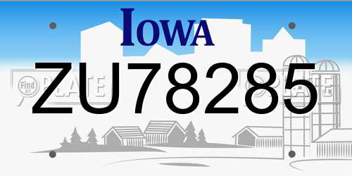 ZU78285 Iowa License Plate