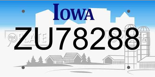 ZU78288 Iowa License Plate
