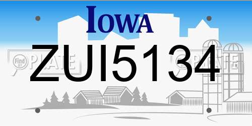 ZUI5134 Iowa License Plate