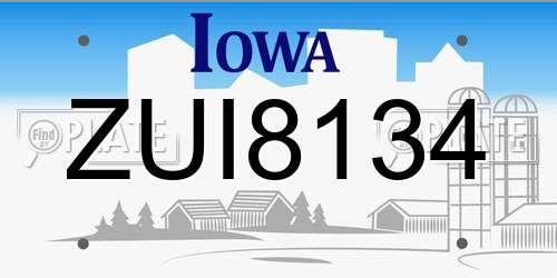 ZUI8134 Iowa License Plate