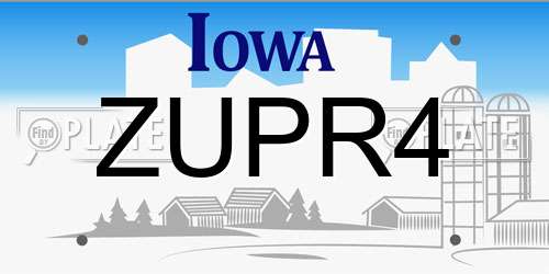 ZUPR4 Iowa License Plate