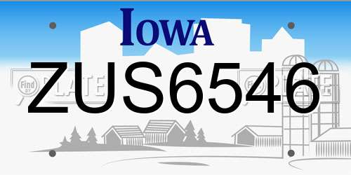 ZUS6546 Iowa License Plate