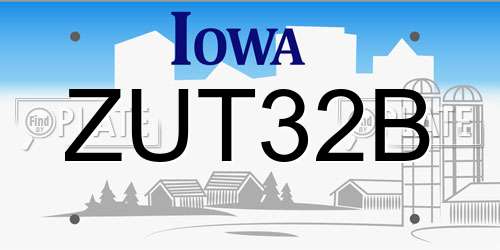 ZUT32B Iowa License Plate