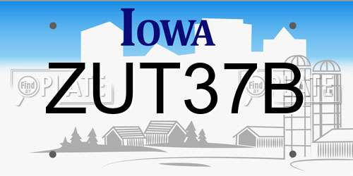 ZUT37B Iowa License Plate