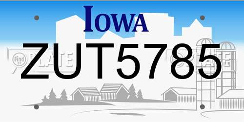 ZUT5785 Iowa License Plate