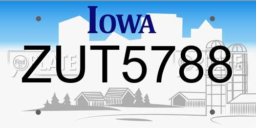 ZUT5788 Iowa License Plate