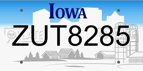ZUT8285 Iowa License Plate