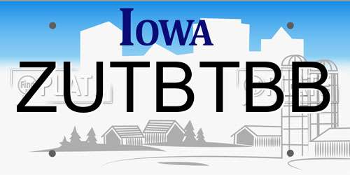 ZUTBTBB Iowa License Plate