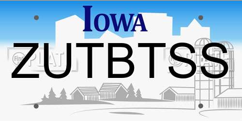 ZUTBTSS Iowa License Plate
