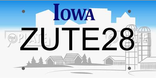 ZUTE28 Iowa License Plate