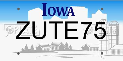 ZUTE75 Iowa License Plate
