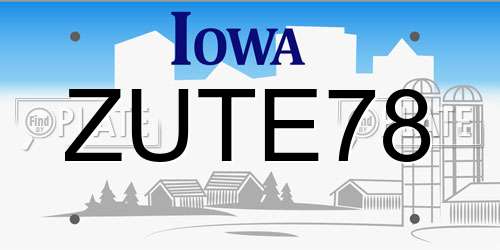 ZUTE78 Iowa License Plate