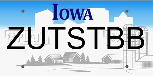 ZUTSTBB Iowa License Plate