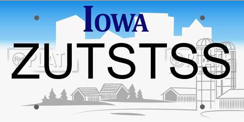 ZUTSTSS Iowa License Plate
