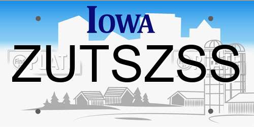 ZUTSZSS Iowa License Plate