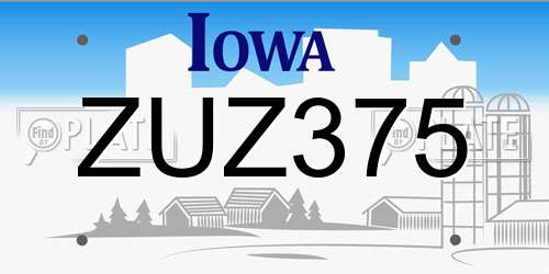 ZUZ375 Iowa License Plate