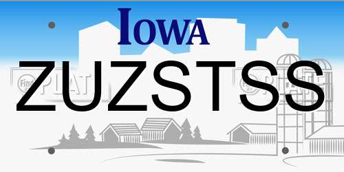 ZUZSTSS Iowa License Plate