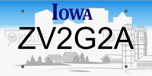 ZV2G2A Iowa License Plate