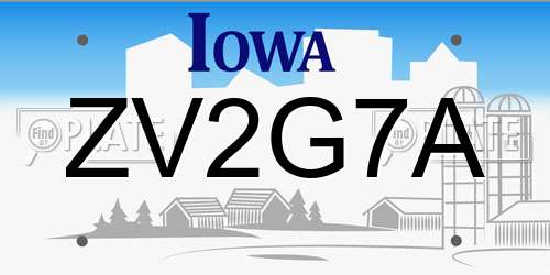 ZV2G7A Iowa License Plate
