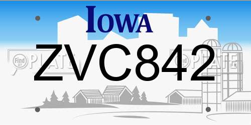 ZVC842 Iowa License Plate