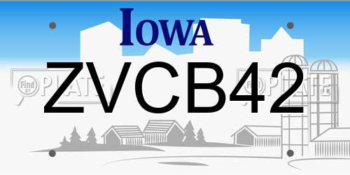 ZVCB42 Iowa License Plate